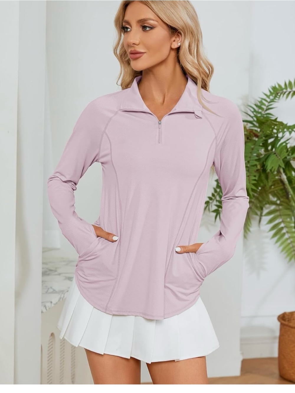 LOMON Women Long Sleeve Sun Protection 1/4 Zip Quick Dry Quarter Zip Pullover M